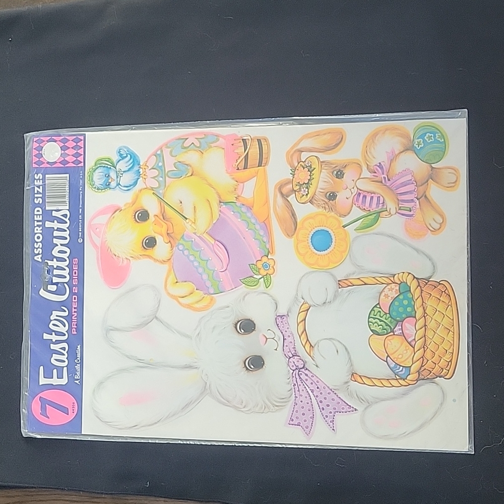 🐇💲1️⃣ 🐇 NEW🥚 Easter Cutouts 7 Pc Assorted Sz Dual Print Hanging Decorations